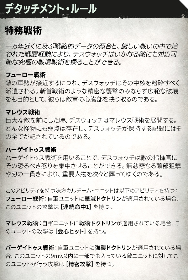 スペースマリーンのデタッチメント &mdash; スペースウルフ、ブラックテンプラー、デスウォッチ